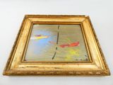 painting of a gold frame with a painting of a red fish and a yellow fish