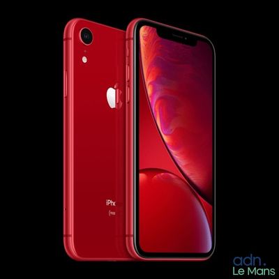 the red iphone xr is shown in front of a black background