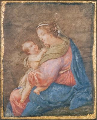 une image d'une peinture représentant une femme tenant un bébé