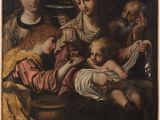 an image of a painting of a group of people with a baby