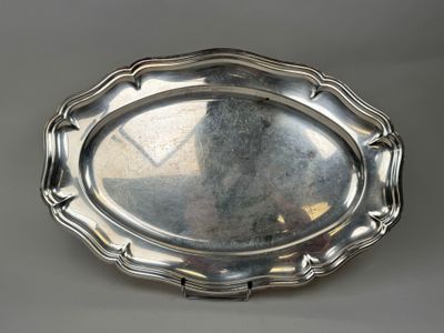 a silver tray that is sitting on a table