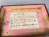 a pink box with writing on it that has writing on it
