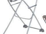 a folding chair and a folding stool on a white background