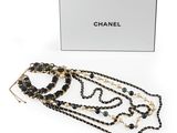 chanel black and gold beaded necklace and bracelet set