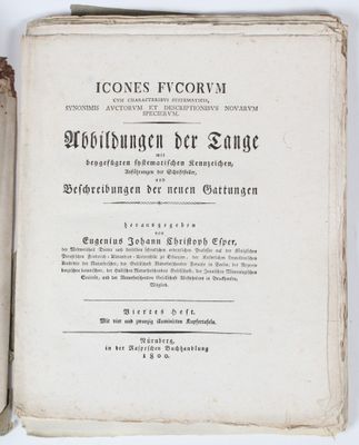 ESPER (J.C.): Icones Fucorum cum characteribus systematicis,…