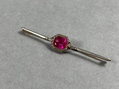 Broche barrette en or jaune et blanc (750/00 - tête d'aigle)…