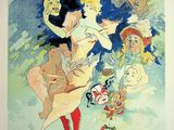 an image of a painting of a woman in a dress and a man in a hat