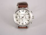 fossil men ' s chronograph watch with brown leather strap