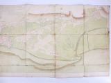 an old map of a city with a river in the middle of it