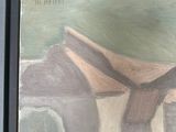 a picture of a painting of a house on a tv