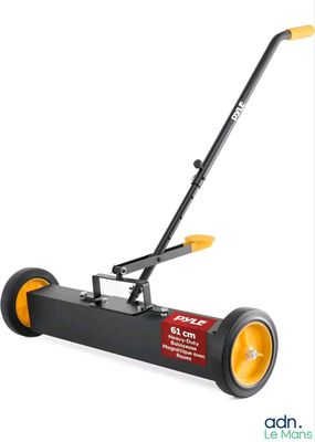 a close up of a lawn mower on a white background