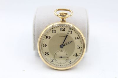 LONGINES Montre de gousset en or jaune 18K, la double cuvett…