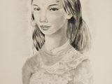 portrait of a young girl in a lace dress
