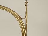 an image of a brass trumpet with a trumpet horn on a white background
