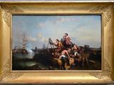 un tableau représentant un groupe de personnes sur un bateau