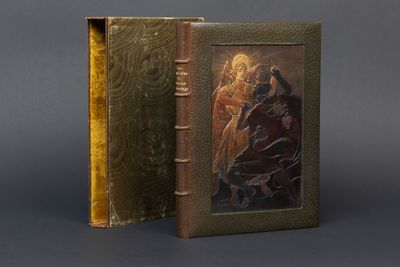 an old book with a picture of a man on a horse inside of it
