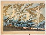 une photo d'un tableau représentant une femme dans le ciel