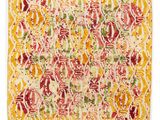 une peinture abstraite jaune et rouge sur fond blanc