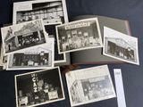 several black and white photos of a book open to a page of old photos