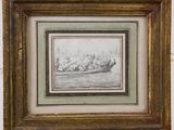 painting of a group of people in a boat on a body of water