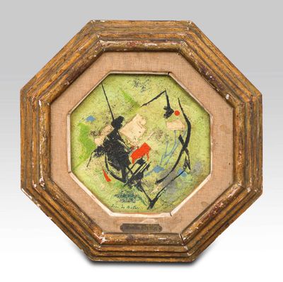 an image of a painting of a man on a horse in a frame
