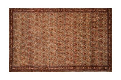 a brown and red rug on a white background