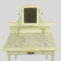 Table de toilette ou coiffeuse en bois laqué blanc ouvrant p… (photo 4)