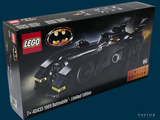 lego batman batmobile set in a box on a blue background