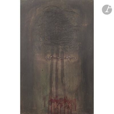 an image of a painting of a tree with blood on the ground