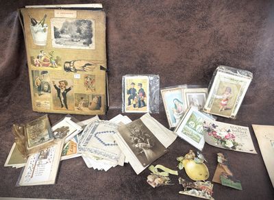 many cards and postcards on the table together