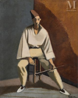 tableau représentant un homme assis sur une chaise, une épée à la main