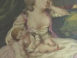 painting of a woman holding a baby in her lap