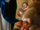 an image of a painting of the virgin surrounded by angels