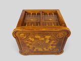 an image of a wooden box with a chess board inside of it