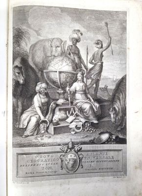 un vieux livre sur lequel figure une illustration représentant un groupe de personnes et d'animaux