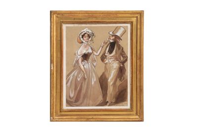 une photo d'un tableau représentant un homme et une femme en train de danser