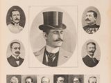 an old black and white photo of a group of men in top hats