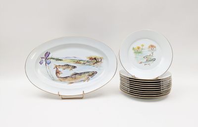 JB de SAINT-ÉLOI à Limoges Service à poisson en porcelaine à…