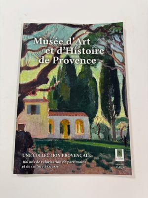 the front cover of a book with a painting of a house in the background