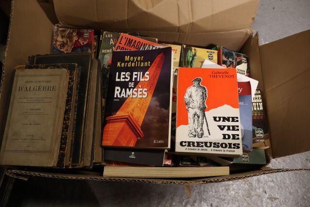 Lot de 3 cartons et 2 caisses de livre relié et moderne