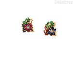 a close up of a pair of colorful earrings on a white background