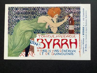 tableau représentant une femme en robe verte tenant une bouteille de vin
