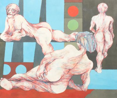 Jean SANGLAR (1926-1996) 3 personnages nus de dos