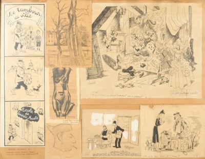 plusieurs dessins représentant des personnes et des animaux sur le mur d'une pièce