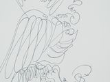 a drawing of a bird with a crown on it ' s head