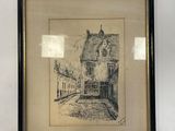 an image of a drawing of a street with buildings in the background