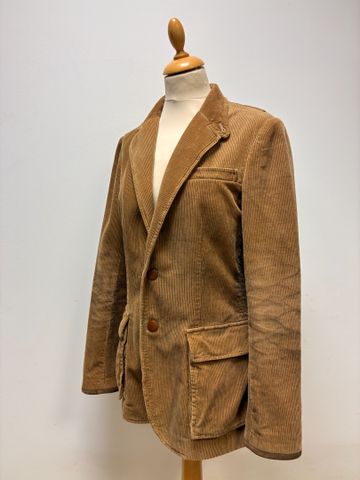 Ralph LAUREN – Veste cintrée en coton côtelé marron, effet quadri...