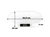 a close up of a digital scale on a white surface
