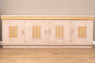 an image of a wooden sideboard in a living room