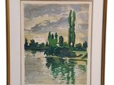 une image représentant un tableau d'une rivière avec des arbres dans l'eau